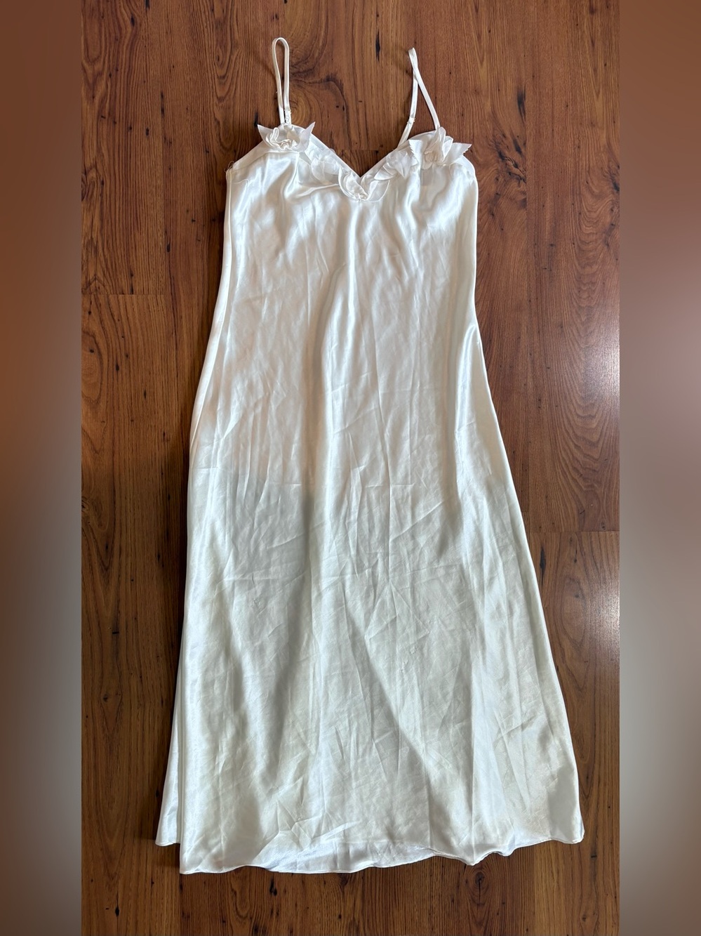 Flora Nikrooz Cream Maxi Slip Skirt with Floral Accent
